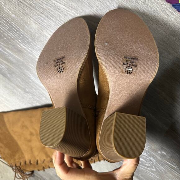 Versona Chestnut Brown Knee High Lace Up Boots - Picture 6 of 8